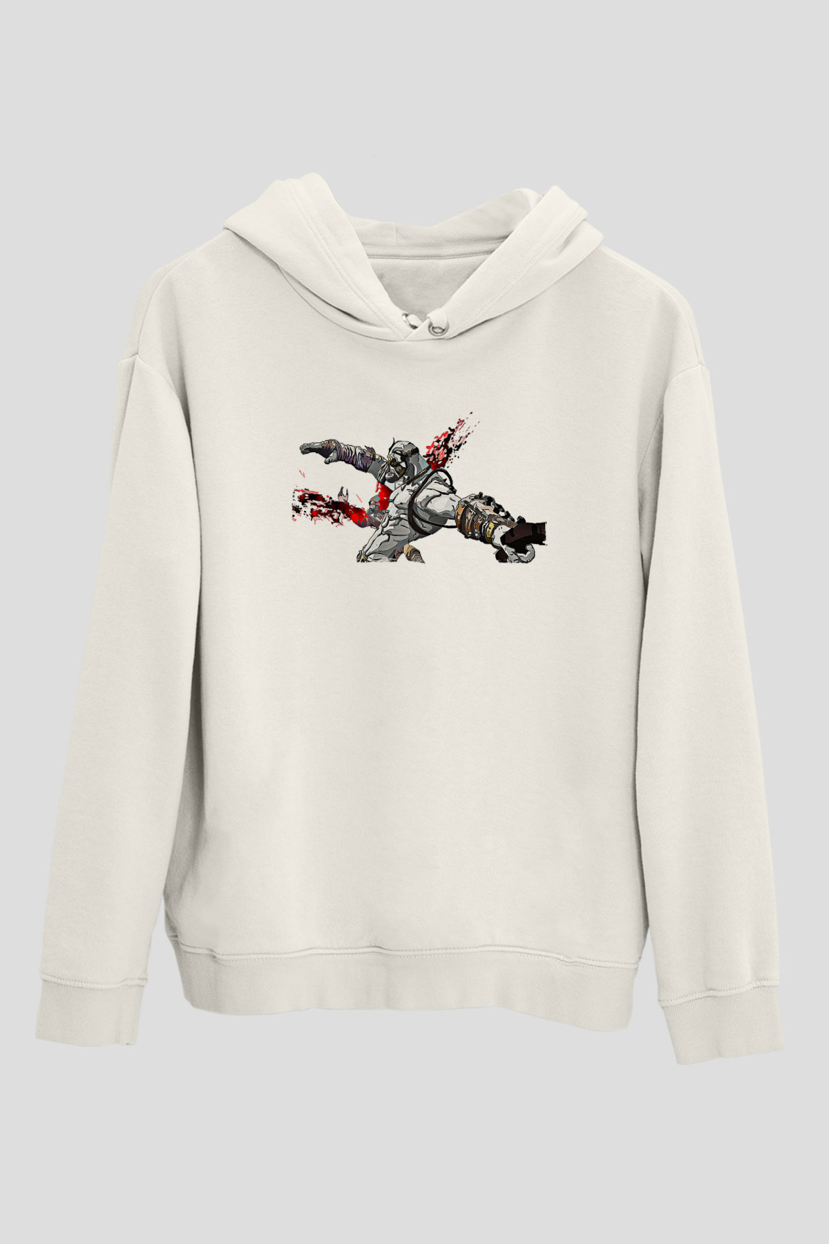 Borderlands Baskılı Beyaz Unisex Kapüşonlu Sweatshirt