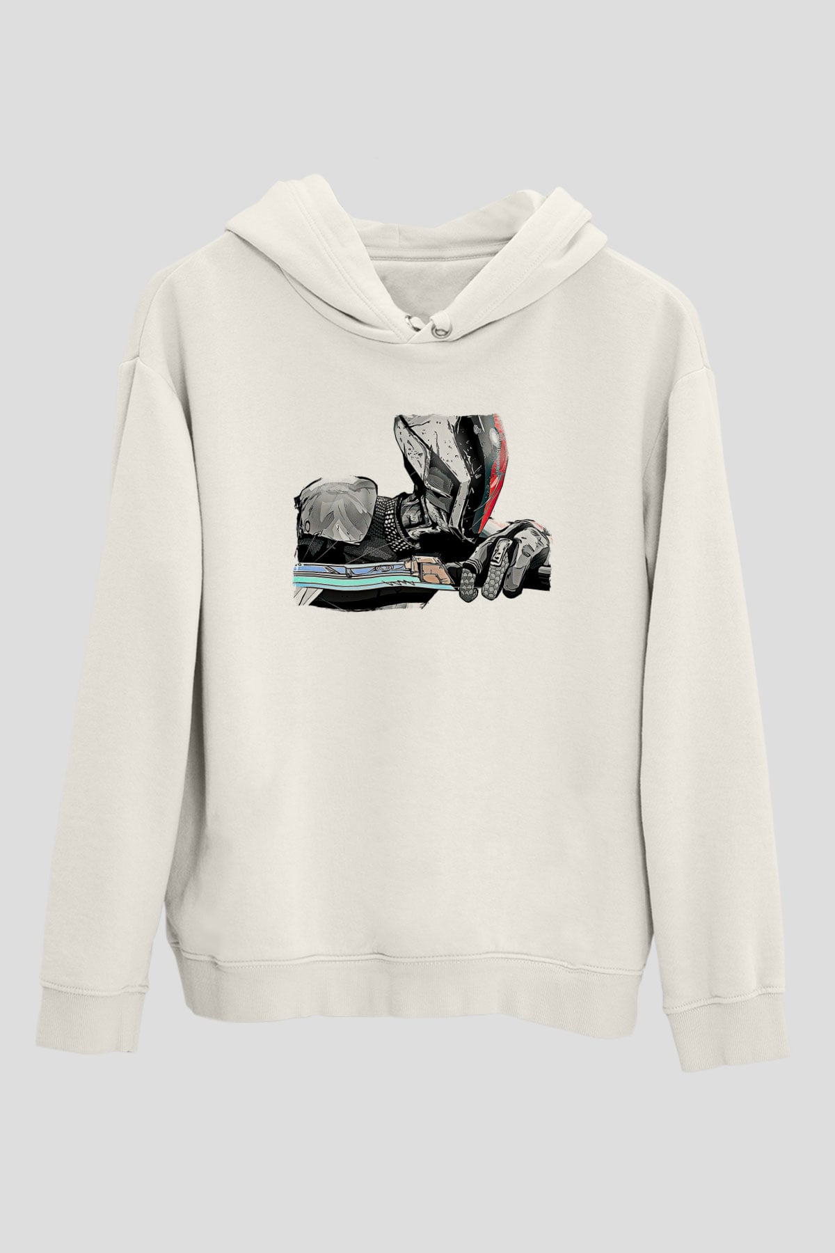 Borderlands Baskılı Beyaz Unisex Kapüşonlu Sweatshirt