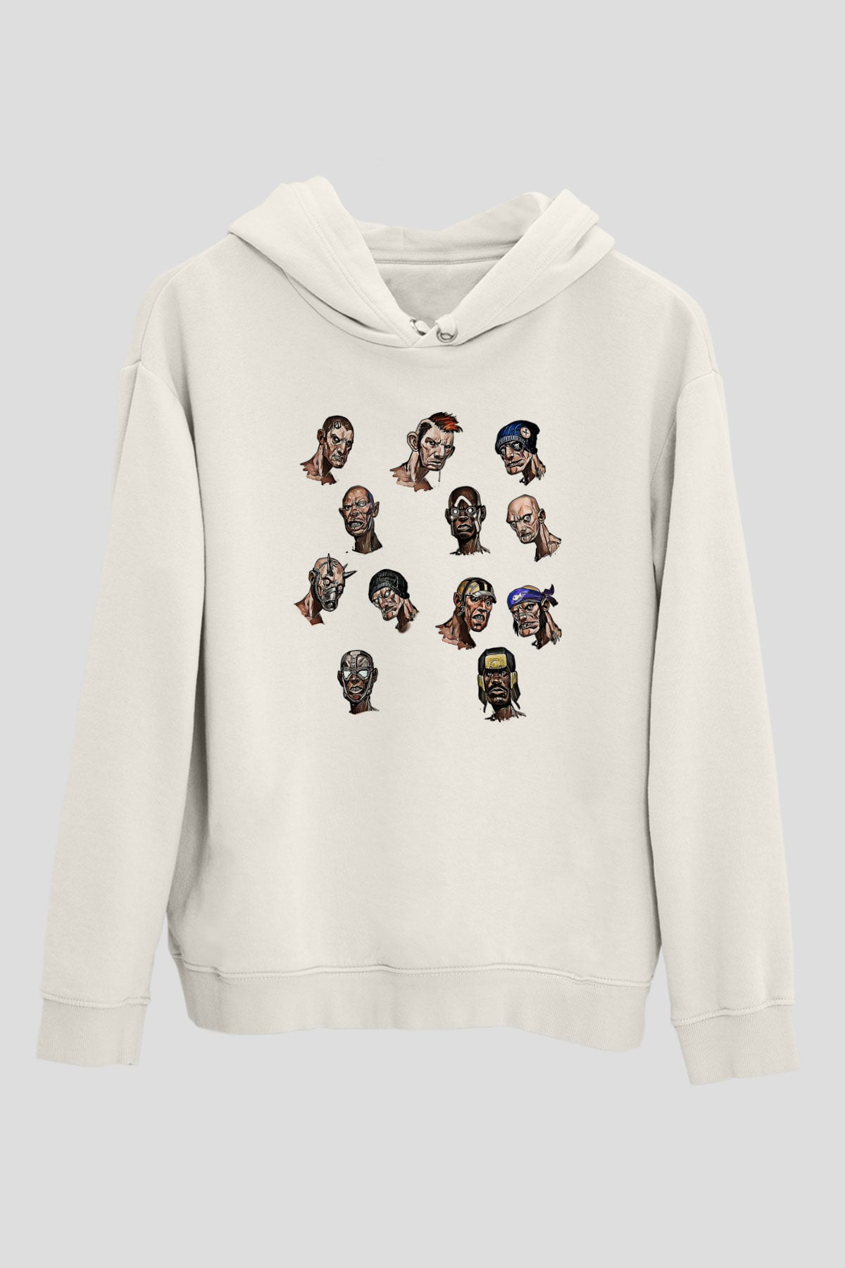 Borderlands Baskılı Beyaz Unisex Kapüşonlu Sweatshirt