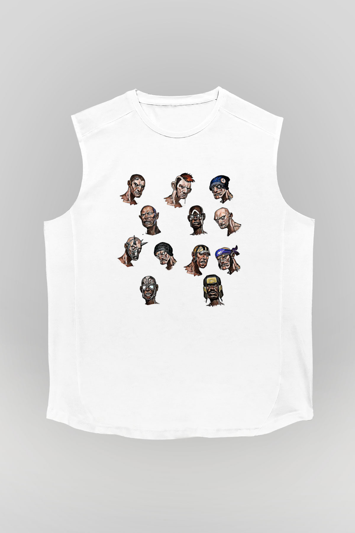 Borderlands Baskılı Beyaz Unisex Kolsuz Tişört - Tshirt