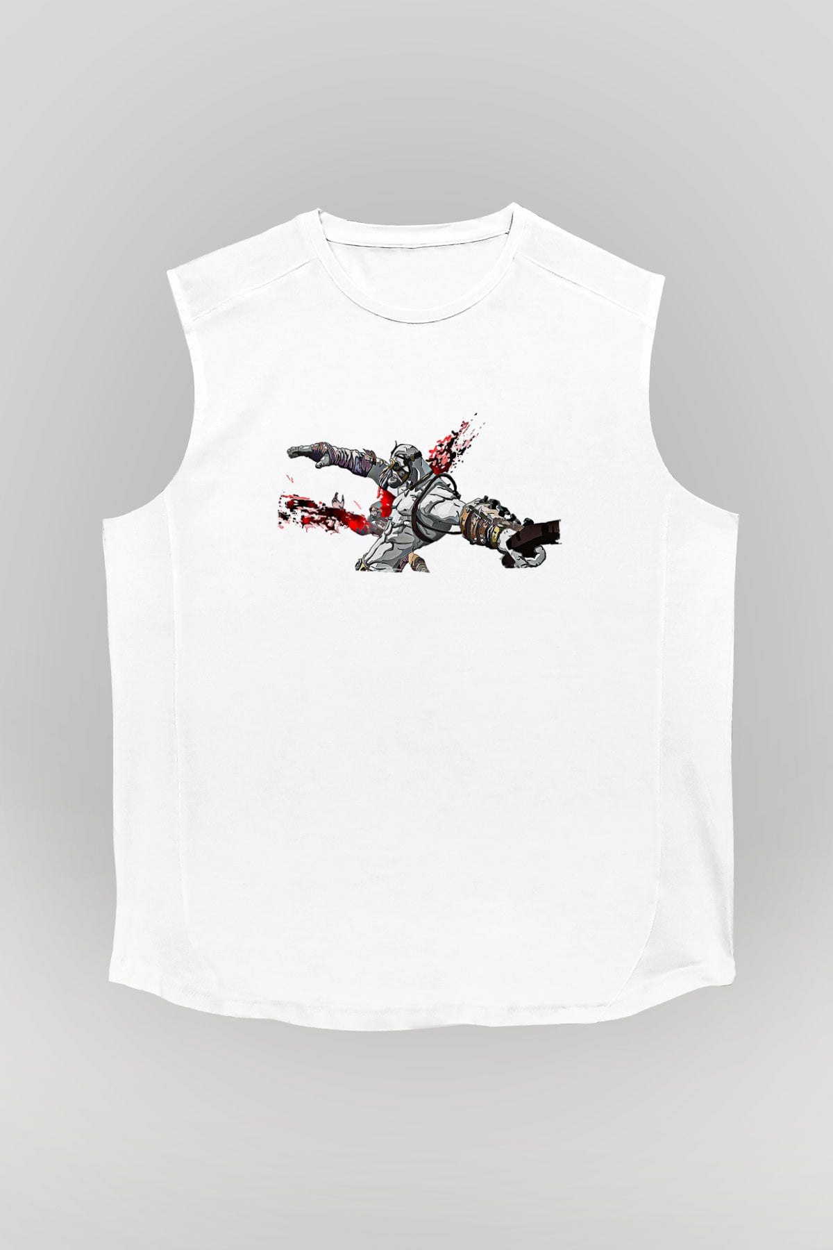 Borderlands Baskılı Beyaz Unisex Kolsuz Tişört - Tshirt