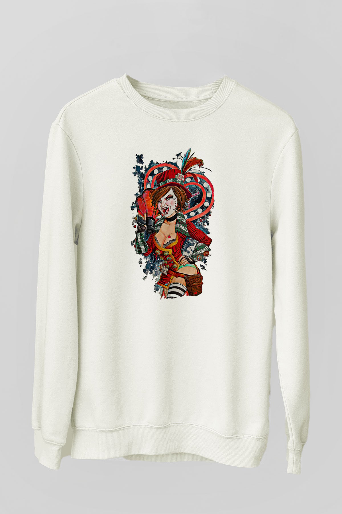 Borderlands Baskılı Beyaz Unisex Sweatshirt