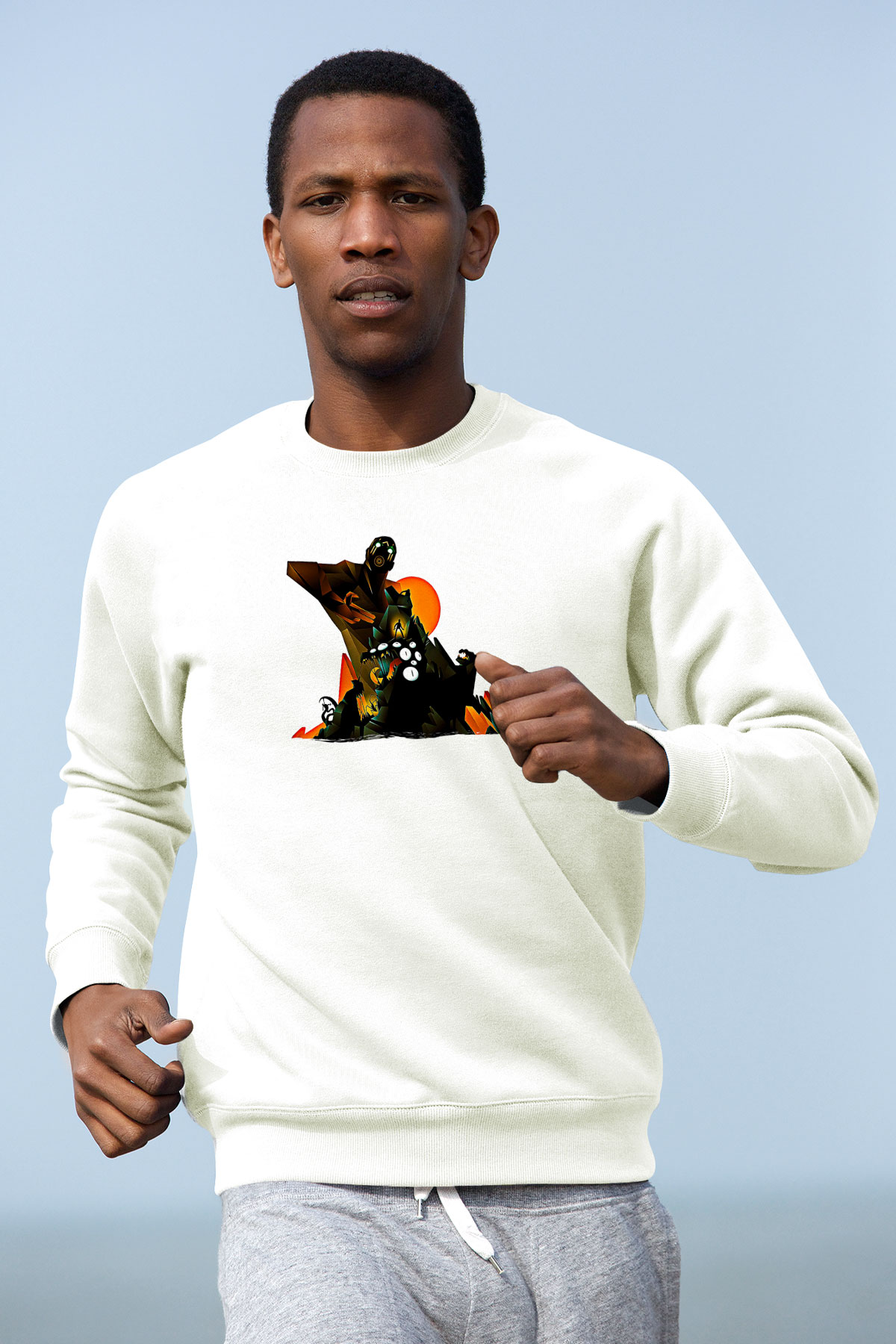 Borderlands Baskılı Beyaz Unisex Sweatshirt