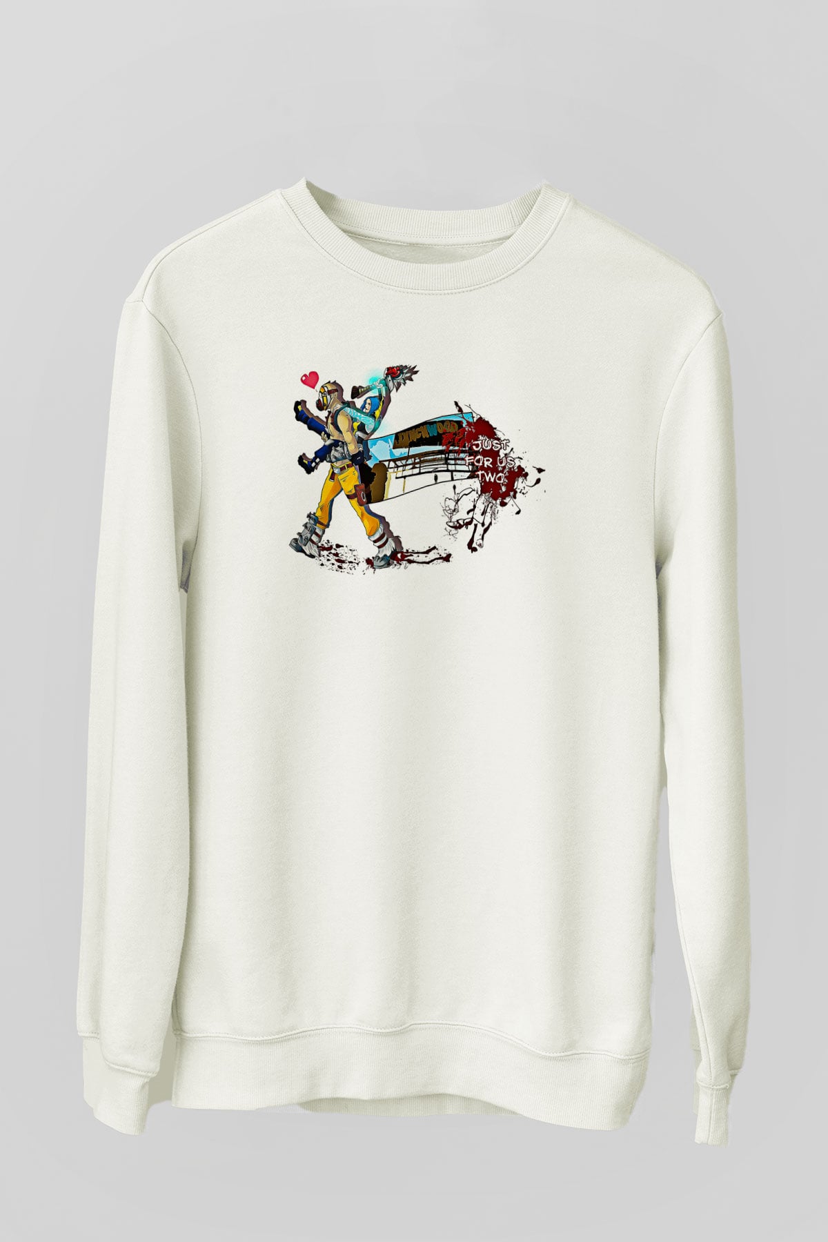 Borderlands Baskılı Beyaz Unisex Sweatshirt