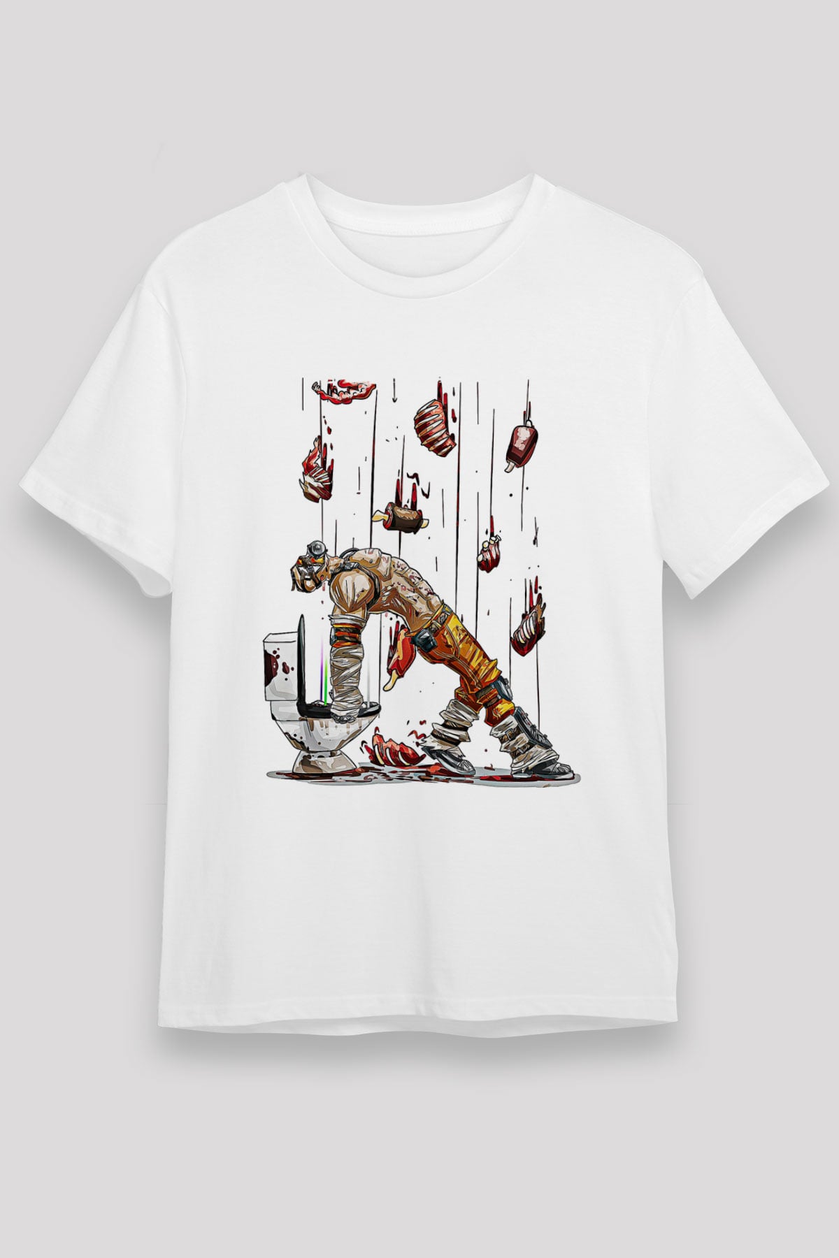 Borderlands Baskılı Unisex Beyaz Tişört - Tshirt