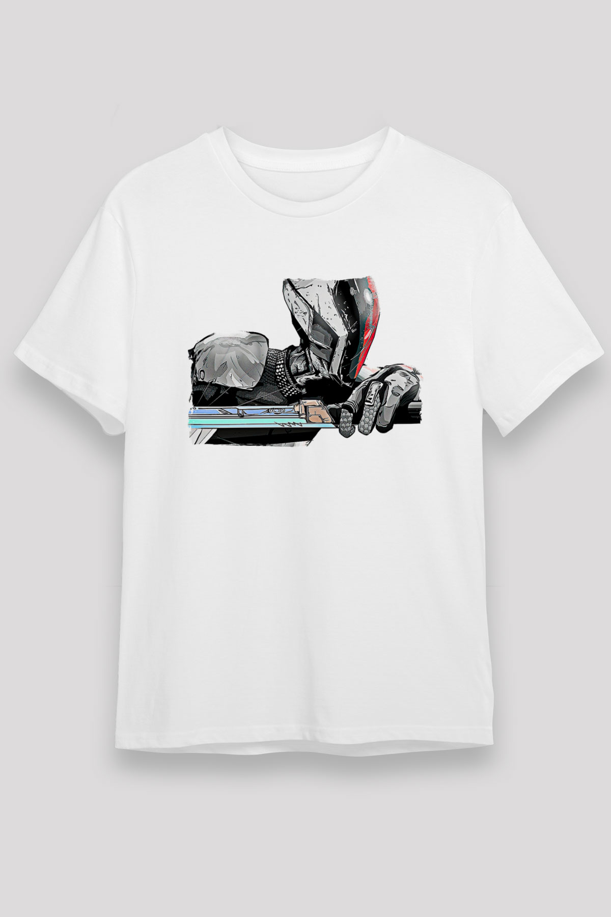 Borderlands Baskılı Unisex Beyaz Tişört - Tshirt