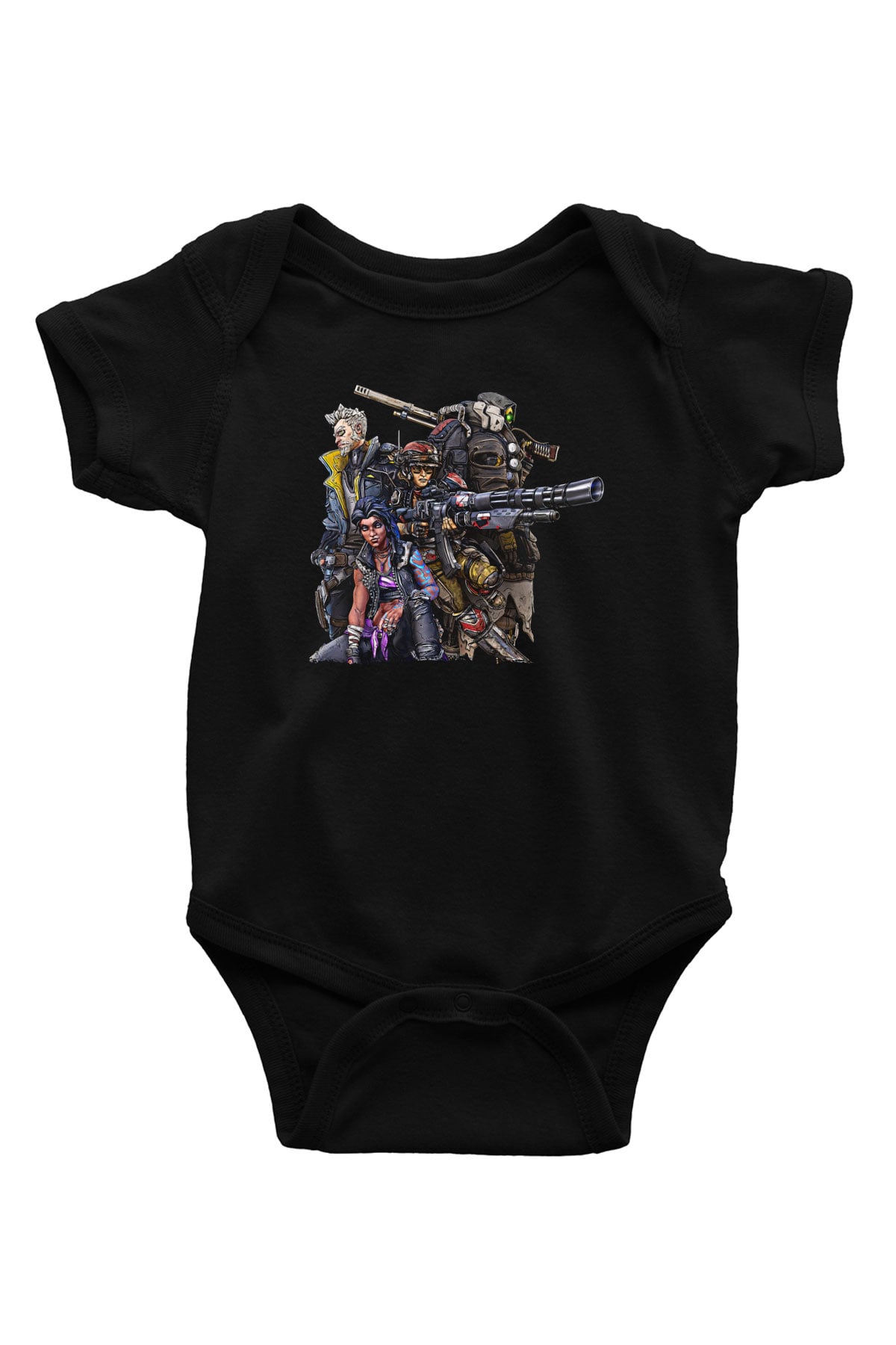 Borderlands Baskılı Unisex Siyah Bebek Body - Zıbın