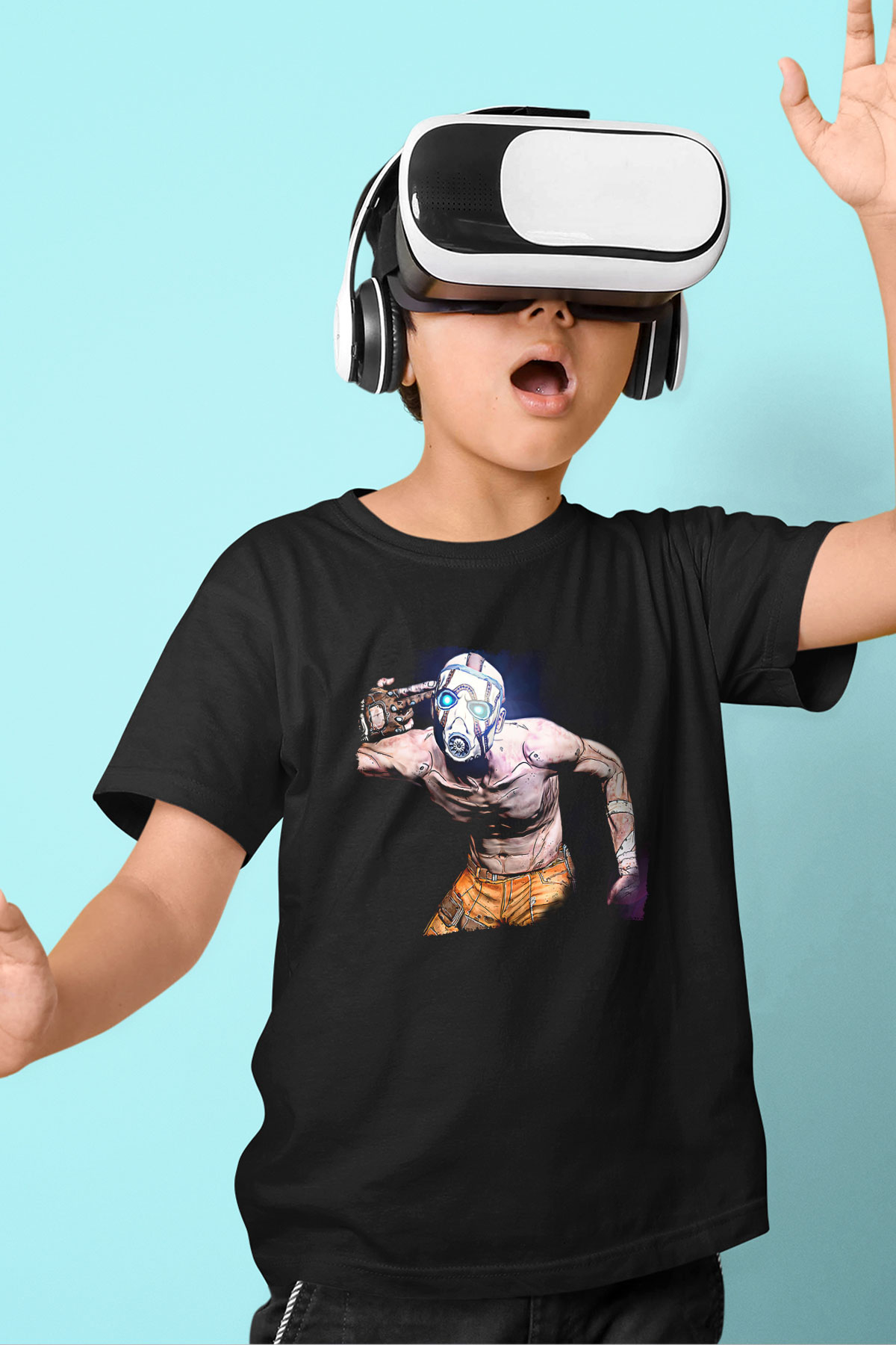 Borderlands Baskılı Unisex Siyah Çocuk Tişört - Tshirt