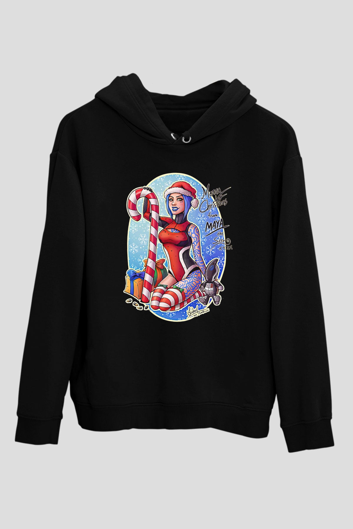 Borderlands Baskılı Unisex Siyah Kapüşonlu Sweatshirt