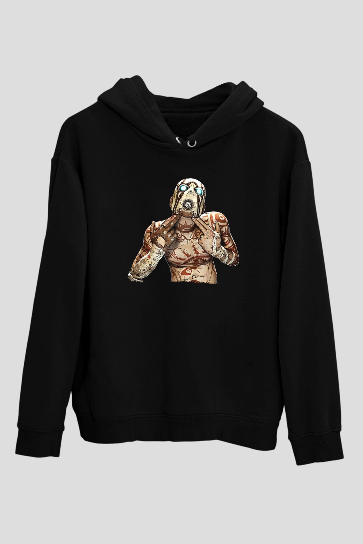 Borderlands Baskılı Unisex Siyah Kapüşonlu Sweatshirt