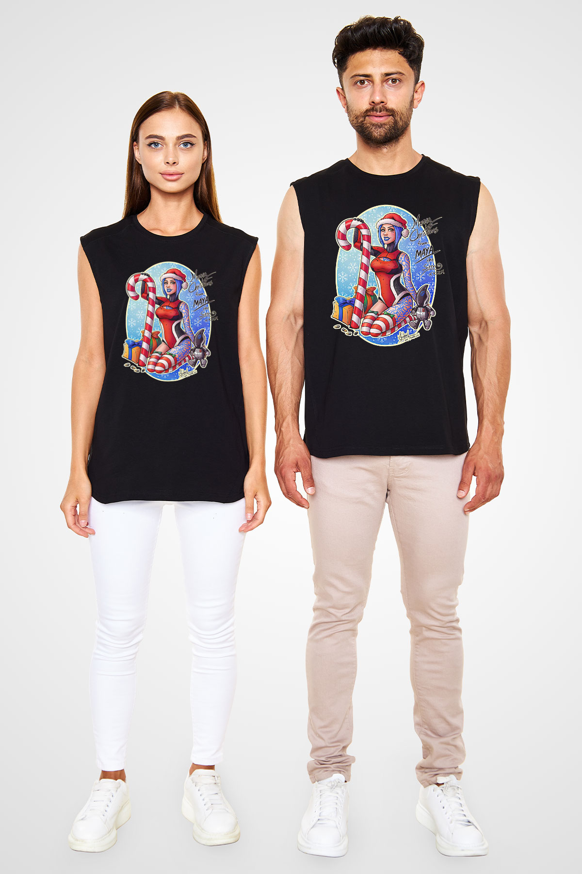 Borderlands Baskılı Unisex Siyah Kolsuz Tişört - Tshirt