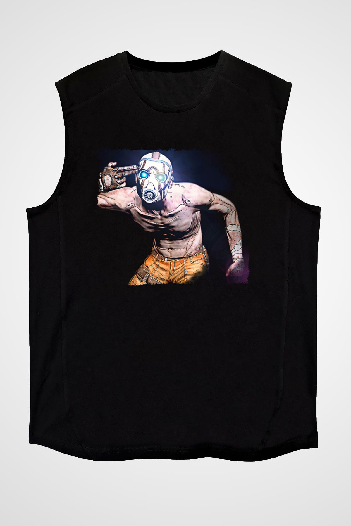 Borderlands Baskılı Unisex Siyah Kolsuz Tişört - Tshirt