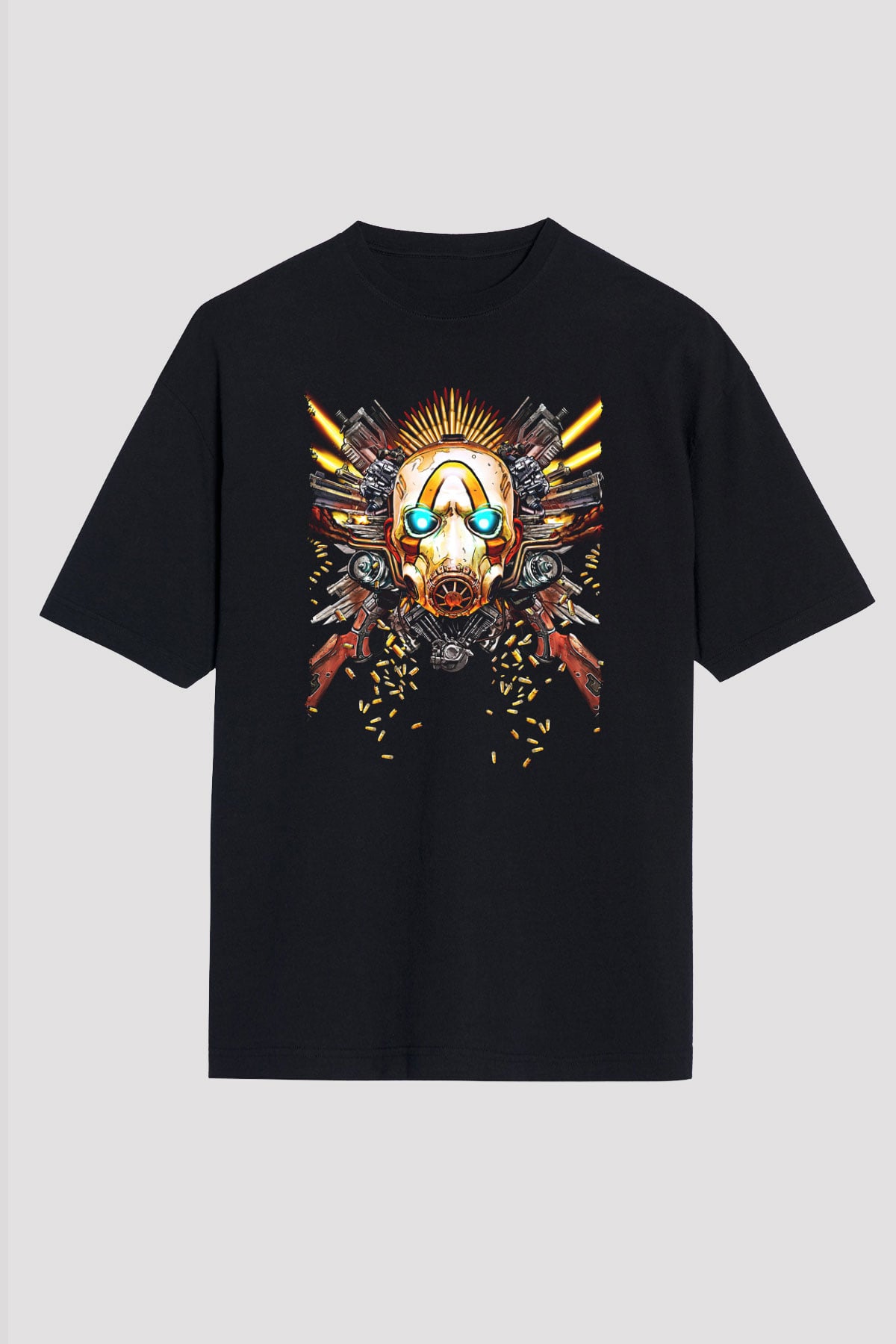 Borderlands Baskılı Unisex Siyah Oversize Tişört - Tshirt
