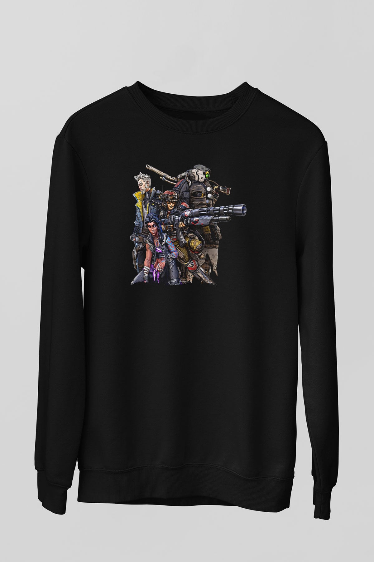 Borderlands Baskılı Unisex Siyah Sweatshirt