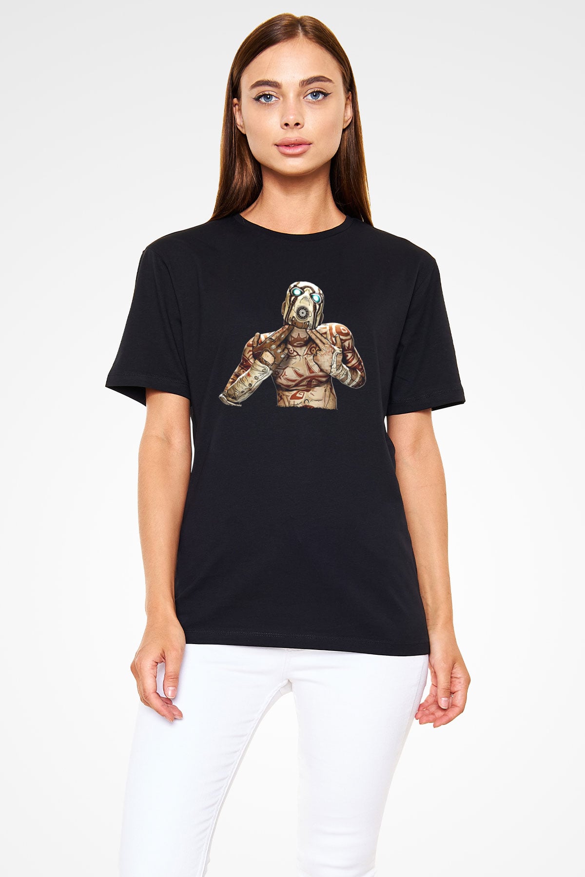 Borderlands Baskılı Unisex Siyah Tişört - Tshirt
