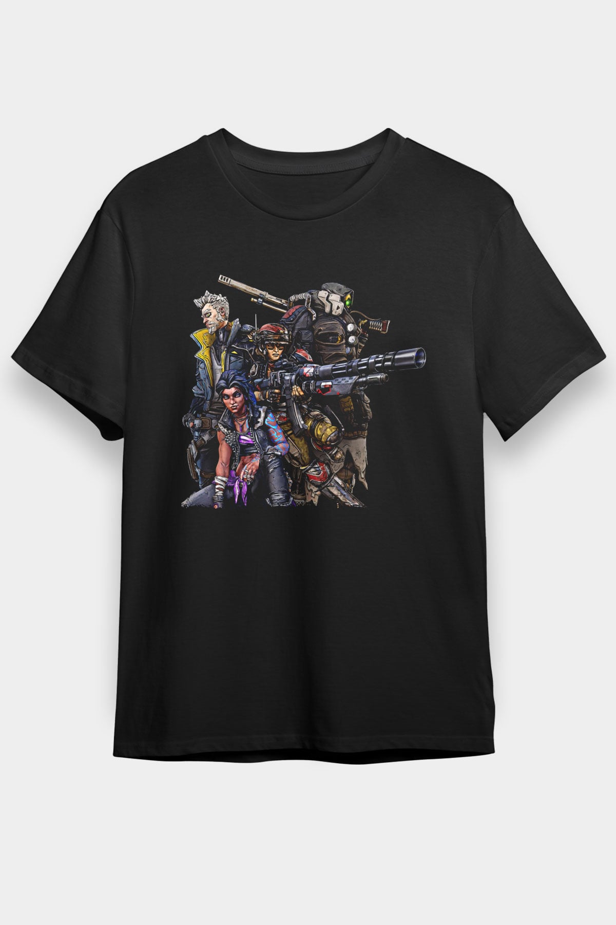 Borderlands Baskılı Unisex Siyah Tişört - Tshirt