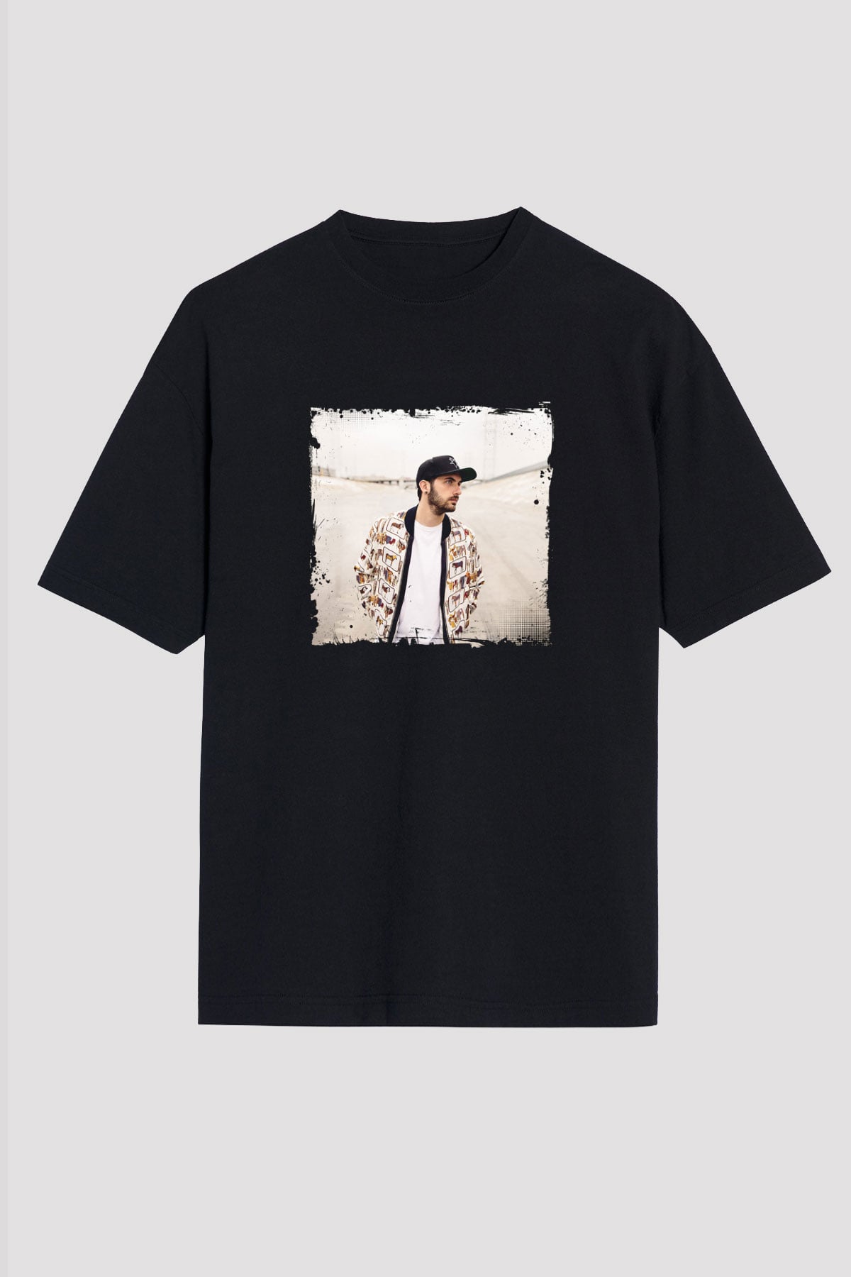 Borgore Baskılı Unisex Oversize Siyah Tişört
