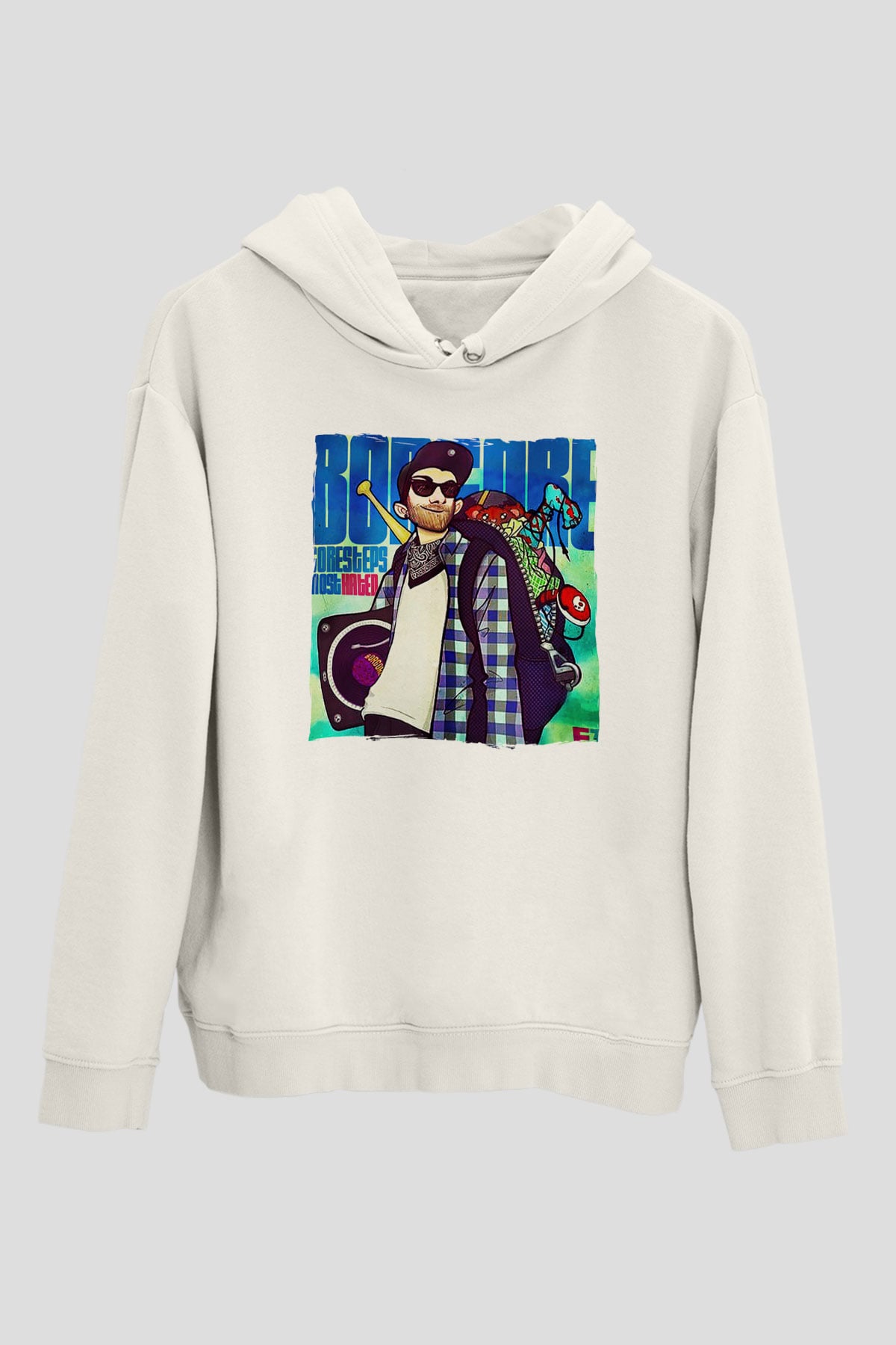 Borgore Beyaz Unisex Kapüşonlu Sweatshirt