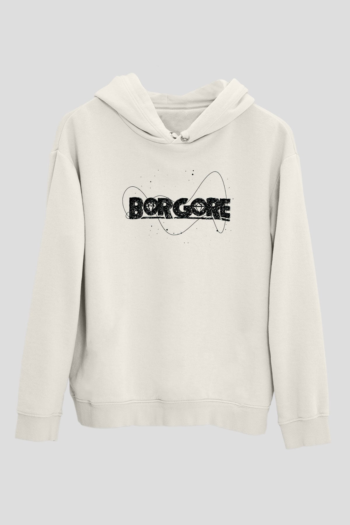 Borgore Beyaz Unisex Kapüşonlu Sweatshirt
