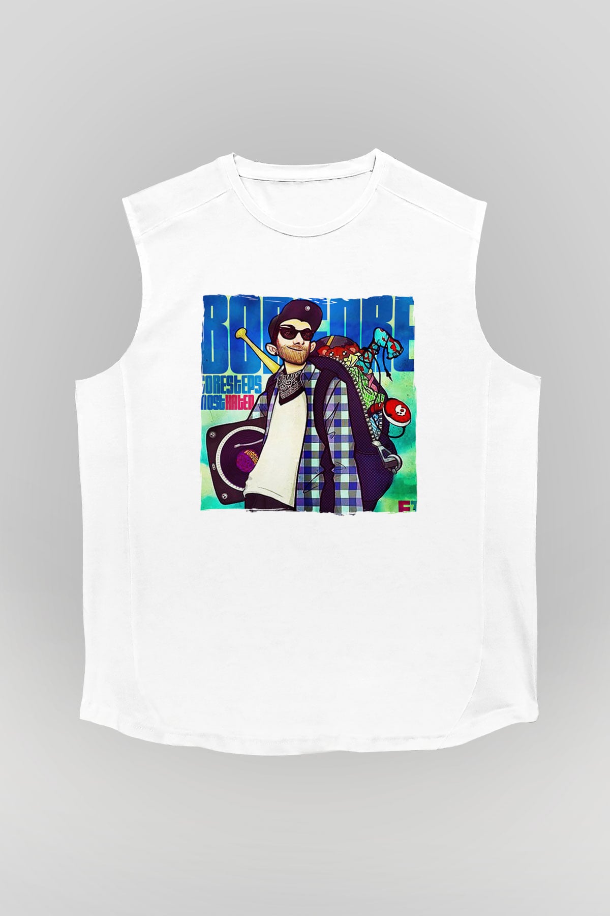 Borgore Beyaz Unisex Kolsuz Tişört