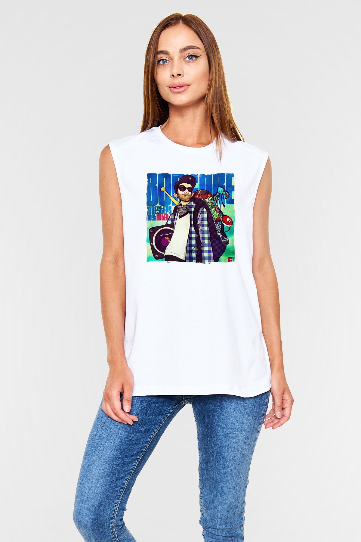 Borgore Beyaz Unisex Kolsuz Tişört