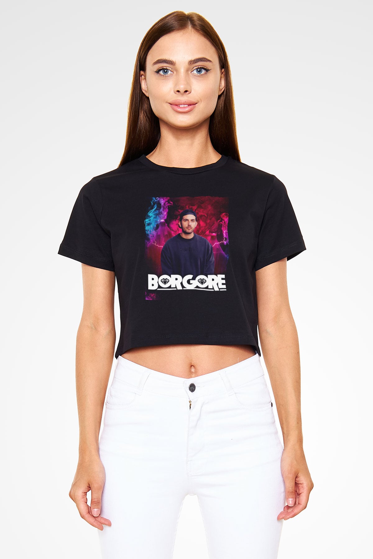 Borgore Siyah  Crop Top Tişört