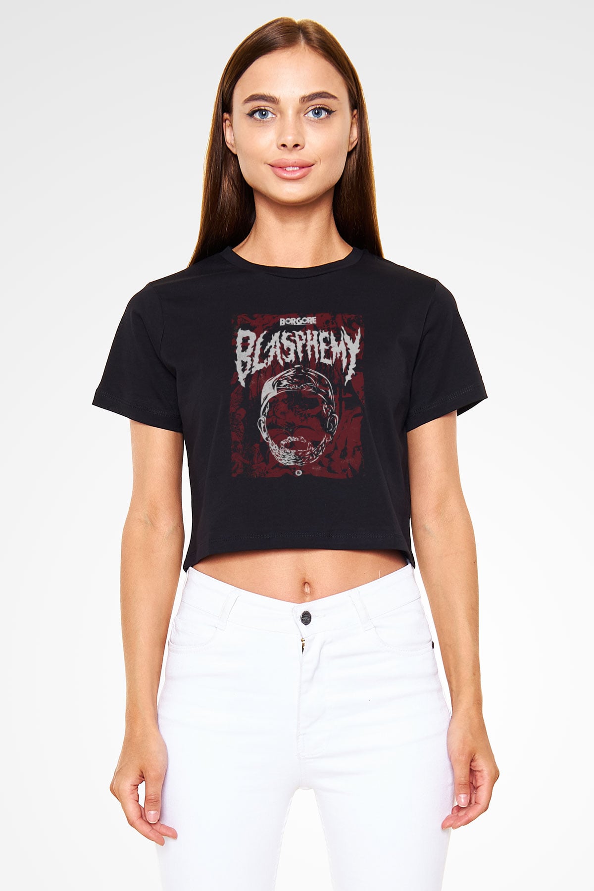 Borgore Siyah  Crop Top Tişört