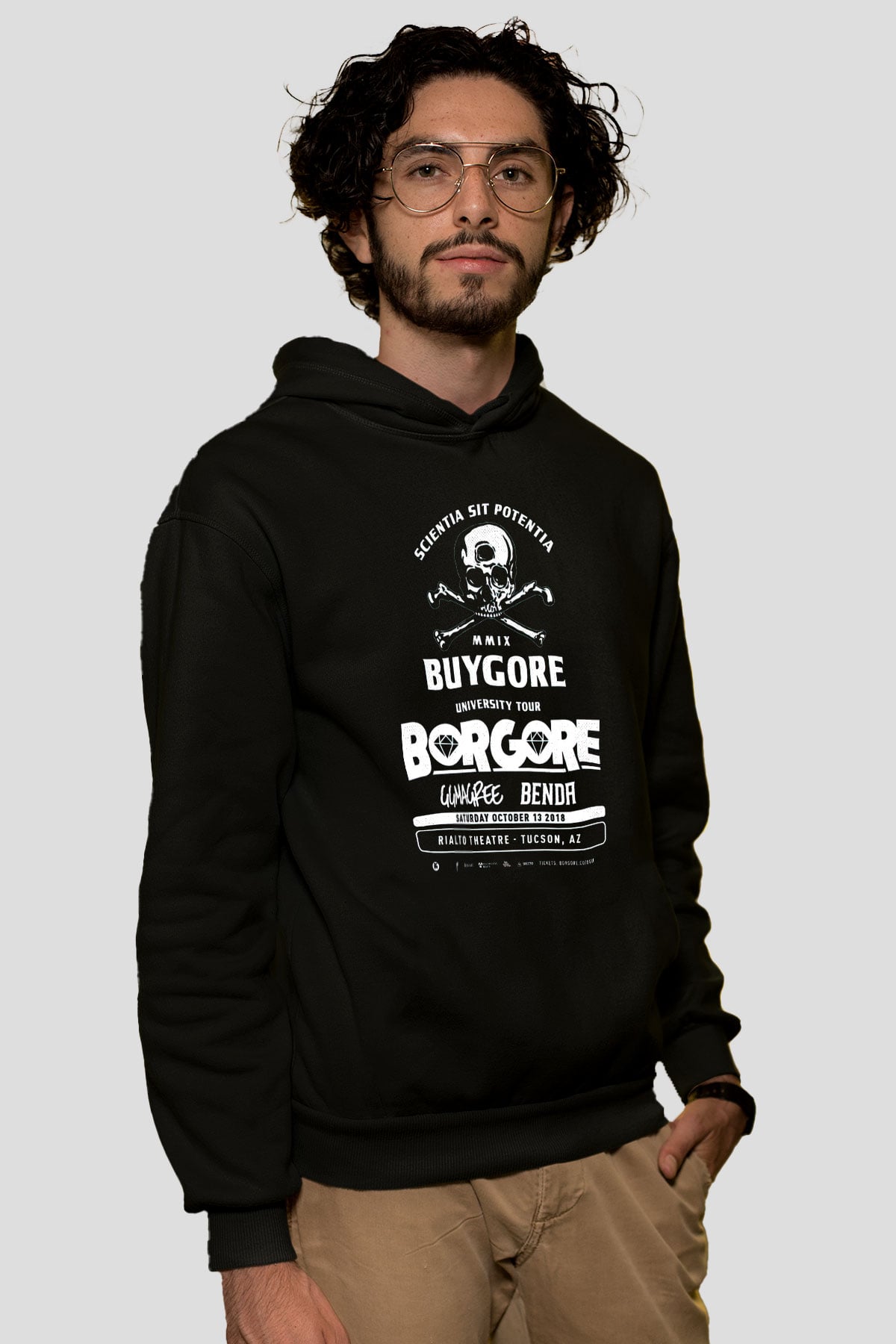 Borgore Siyah Unisex Kapüşonlu Sweatshirt
