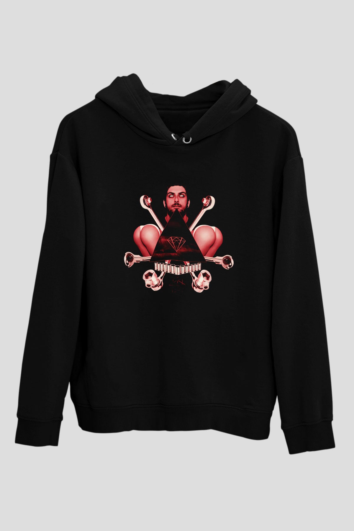 Borgore Siyah Unisex Kapüşonlu Sweatshirt