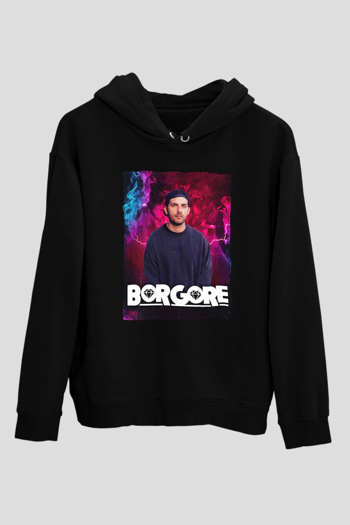 Borgore Siyah Unisex Kapüşonlu Sweatshirt