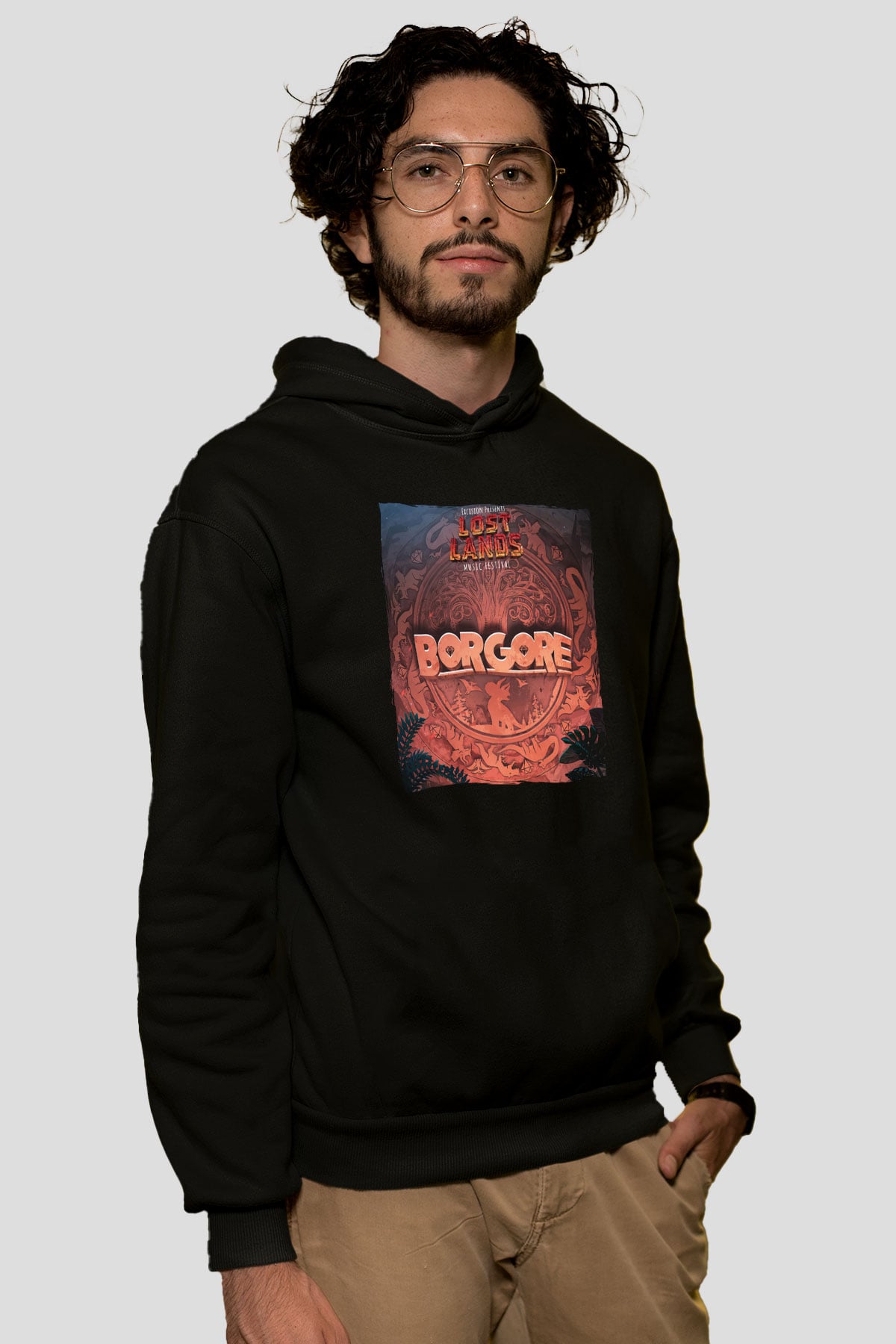 Borgore Siyah Unisex Kapüşonlu Sweatshirt