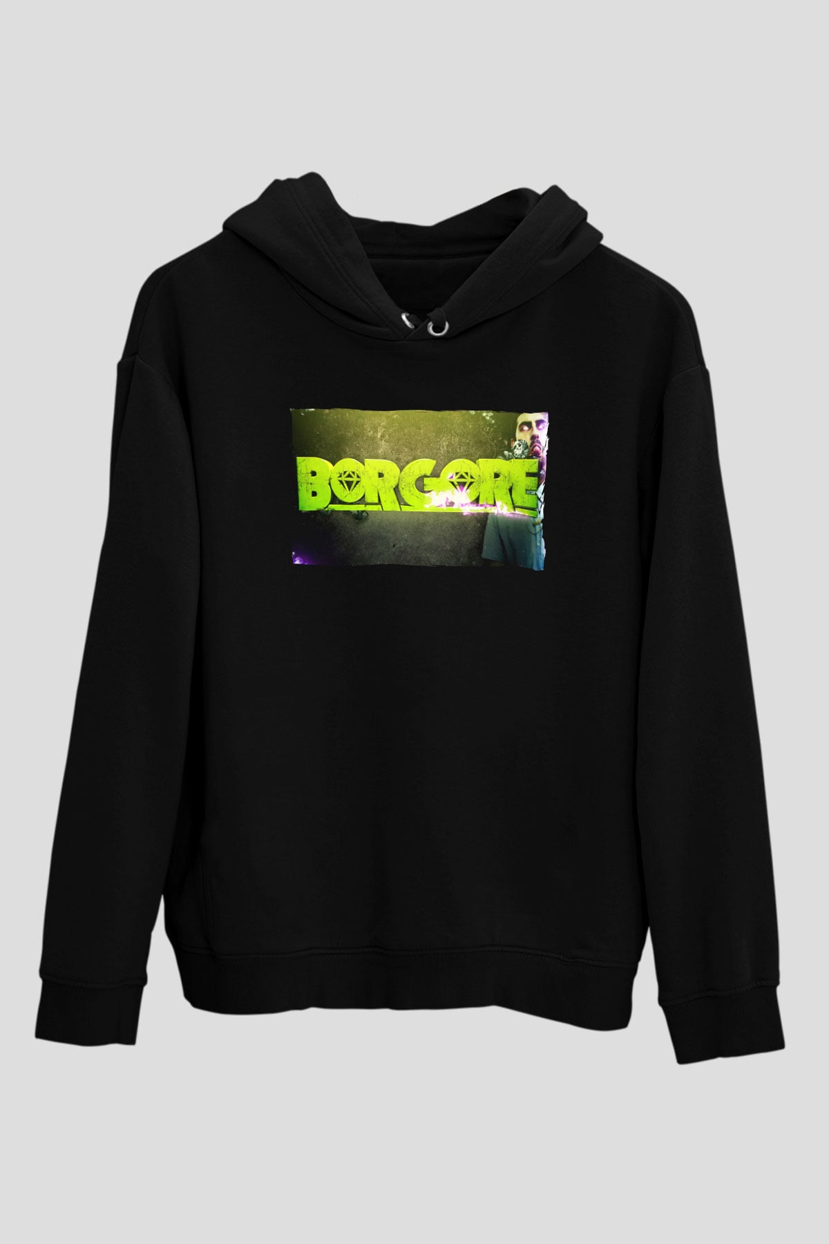 Borgore Siyah Unisex Kapüşonlu Sweatshirt