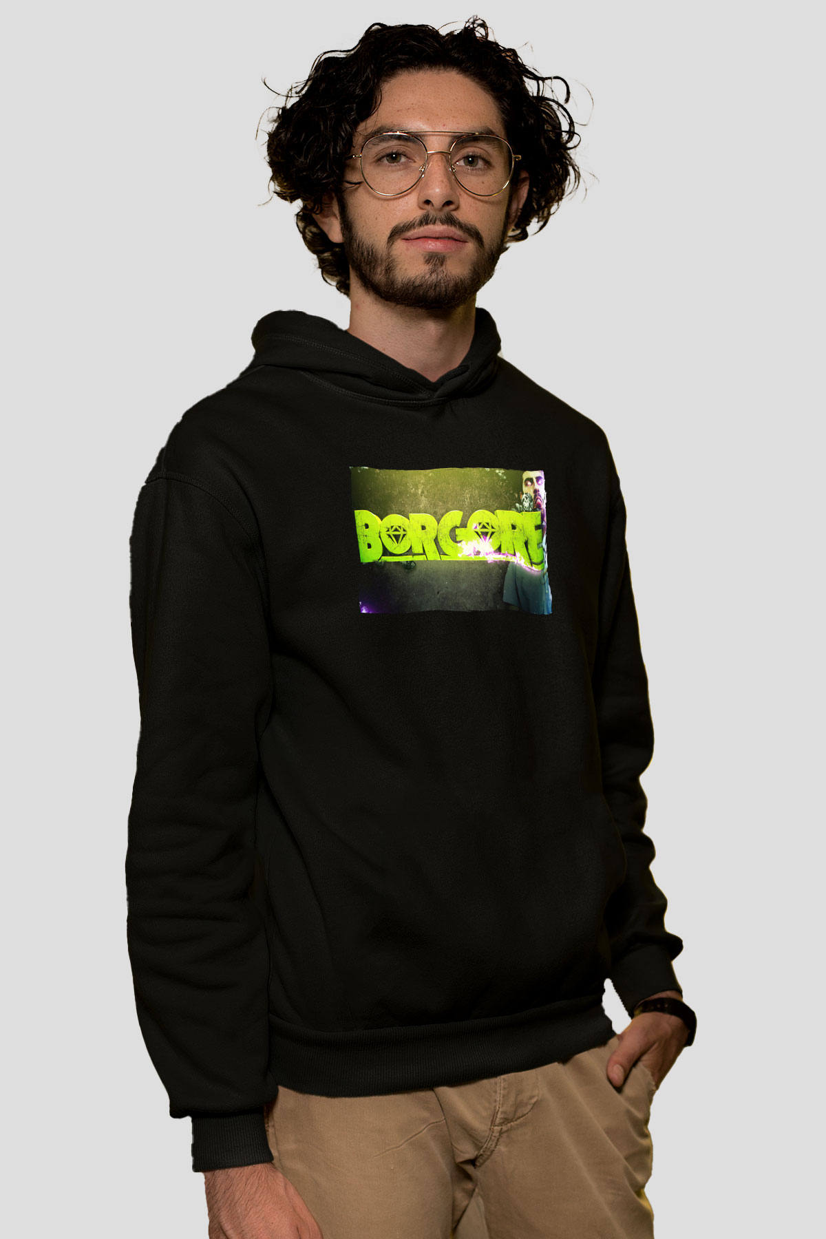 Borgore Siyah Unisex Kapüşonlu Sweatshirt
