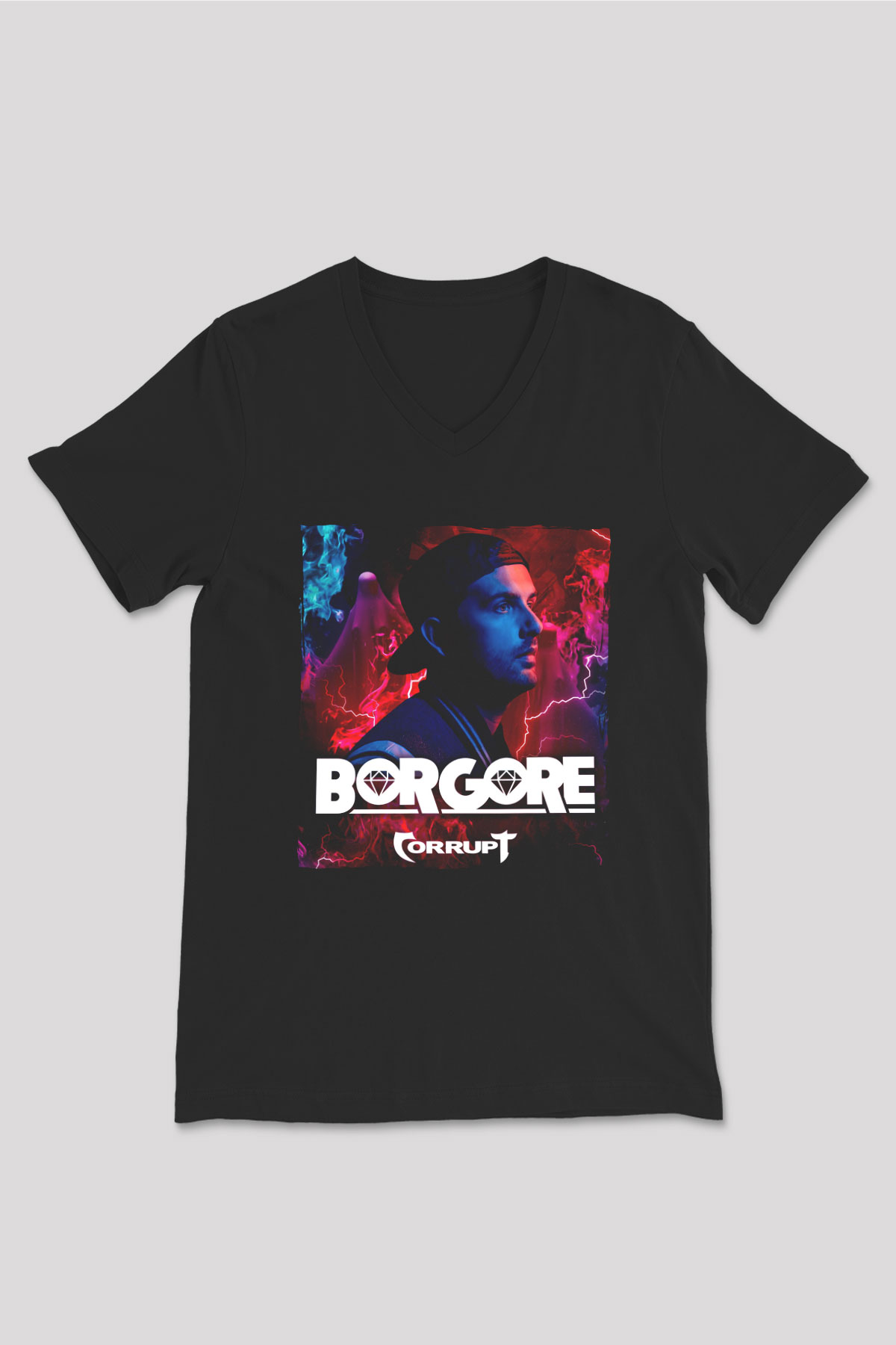 Borgore Siyah Unisex V Yaka Tişört