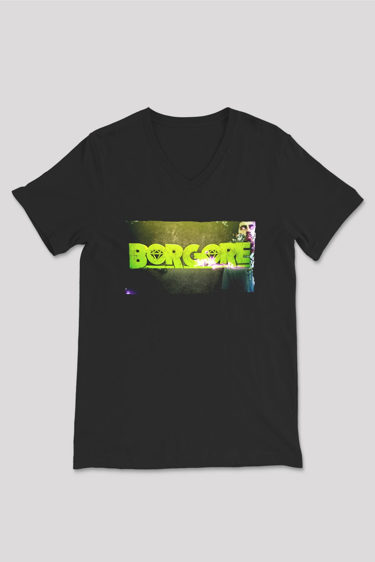 Borgore Siyah Unisex V Yaka Tişört