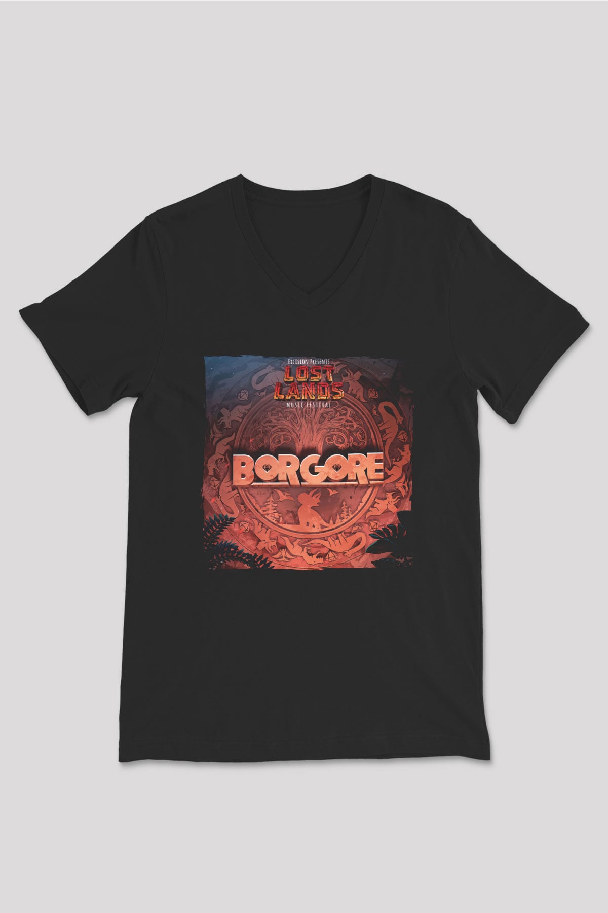 Borgore Siyah Unisex V Yaka Tişört
