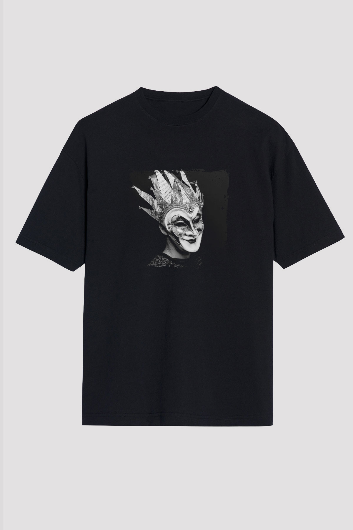 Boris Brejcha Baskılı Unisex Oversize Siyah Tişört