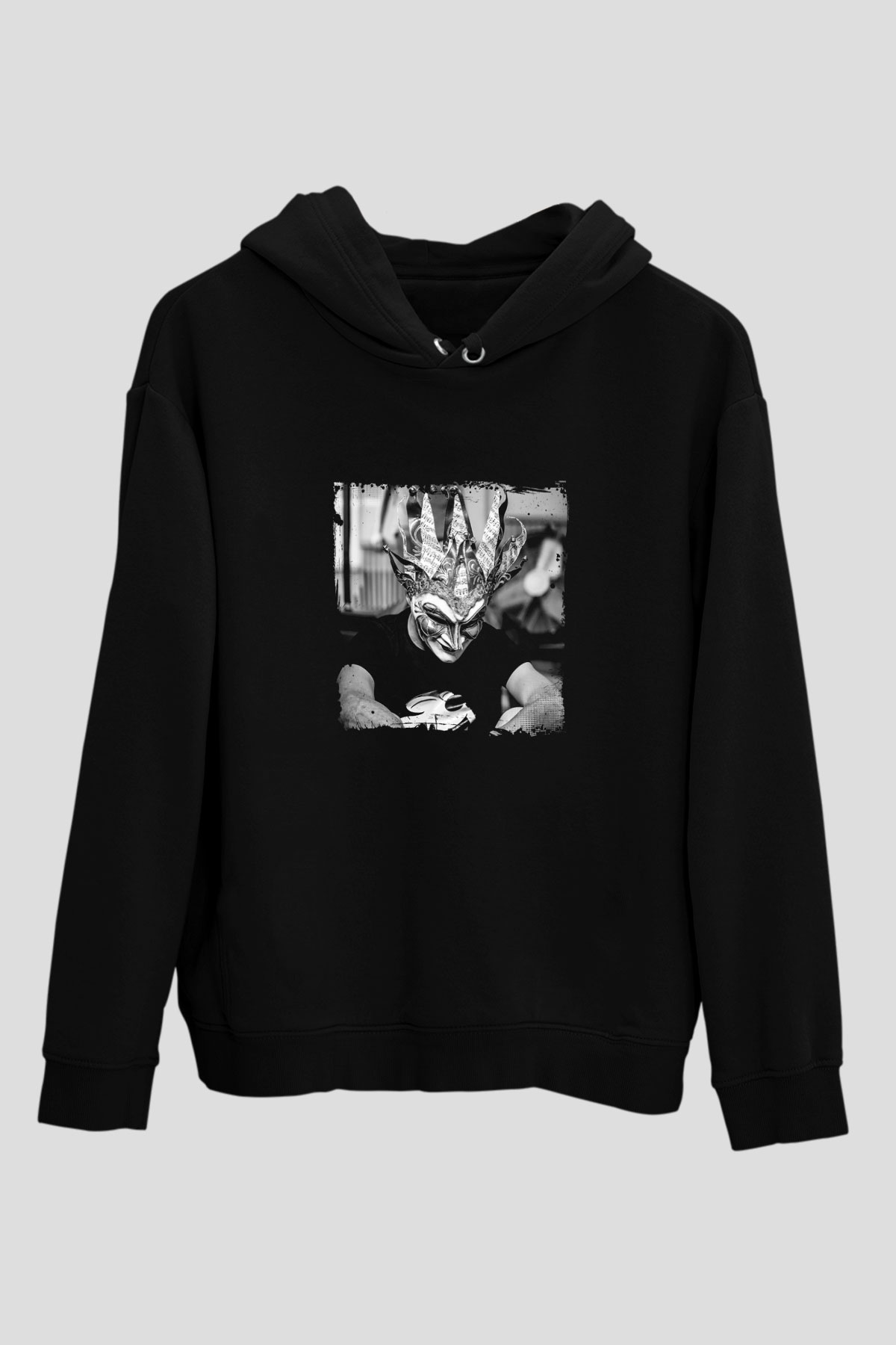 Boris Brejcha Baskılı Unisex Siyah Hoodie