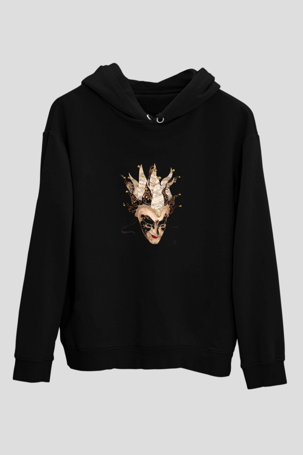 Boris Brejcha Baskılı Unisex Siyah Hoodie
