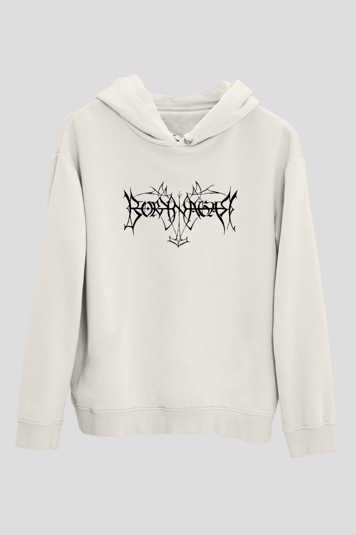 Borknagar Baskılı Beyaz Unisex Kapüşonlu Sweatshirt