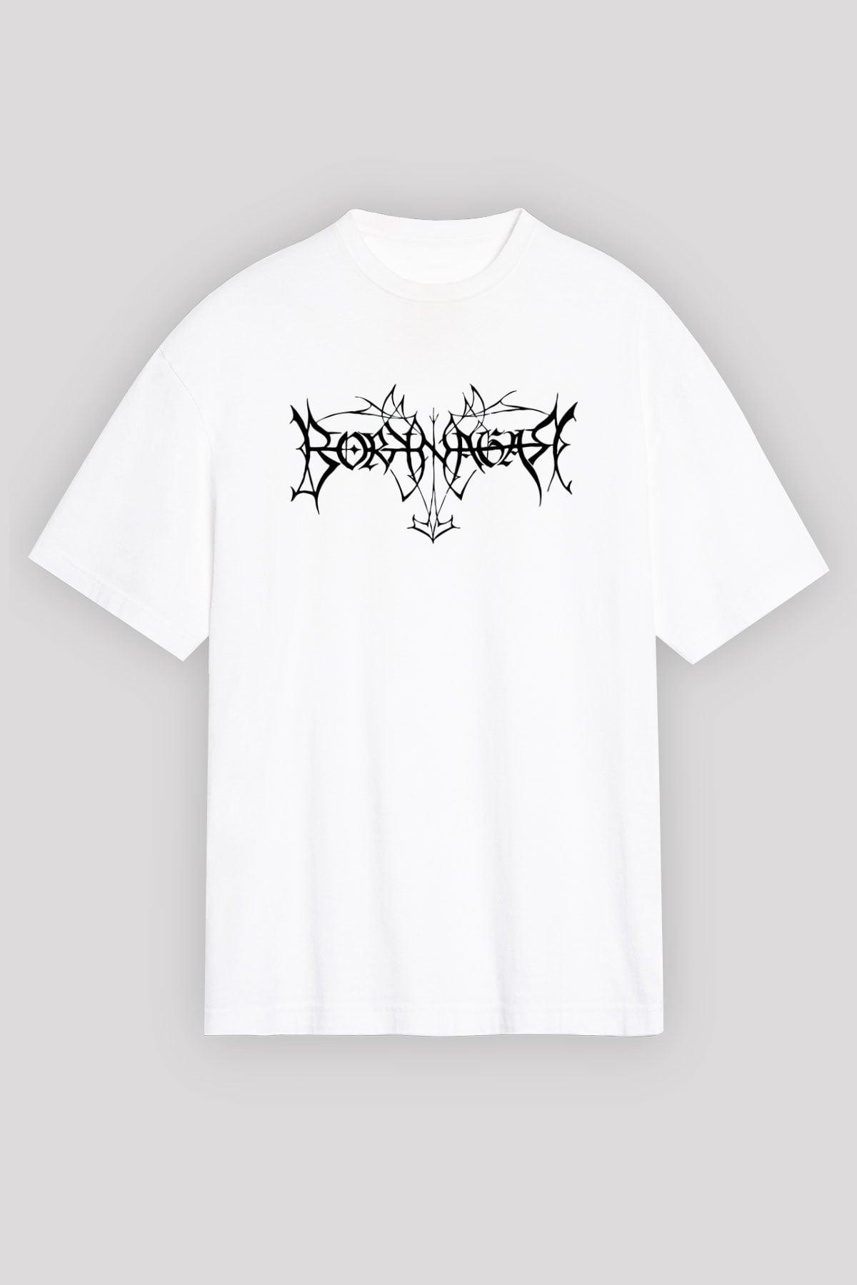 Borknagar Baskılı Beyaz Unisex Oversize Tişört - Tshirt