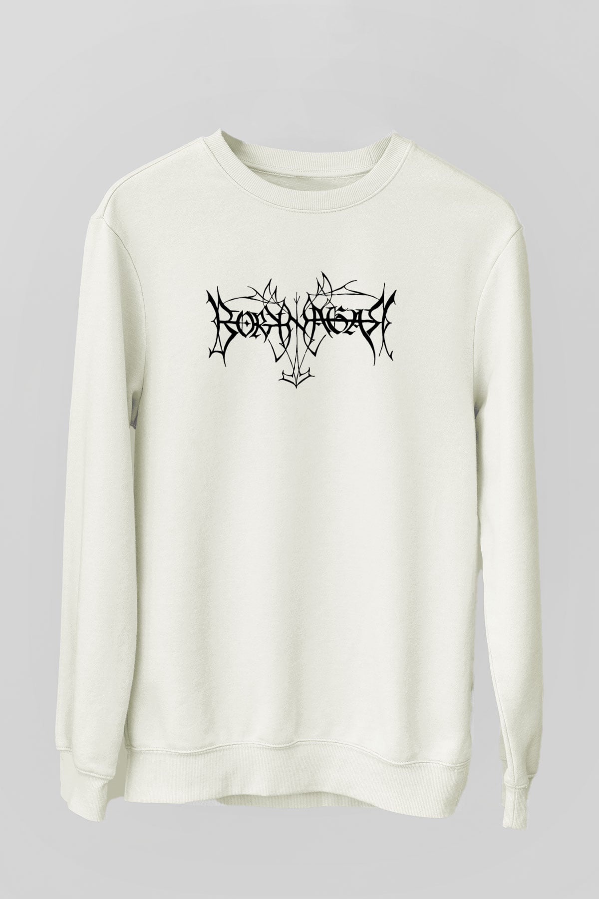 Borknagar Baskılı Beyaz Unisex Sweatshirt