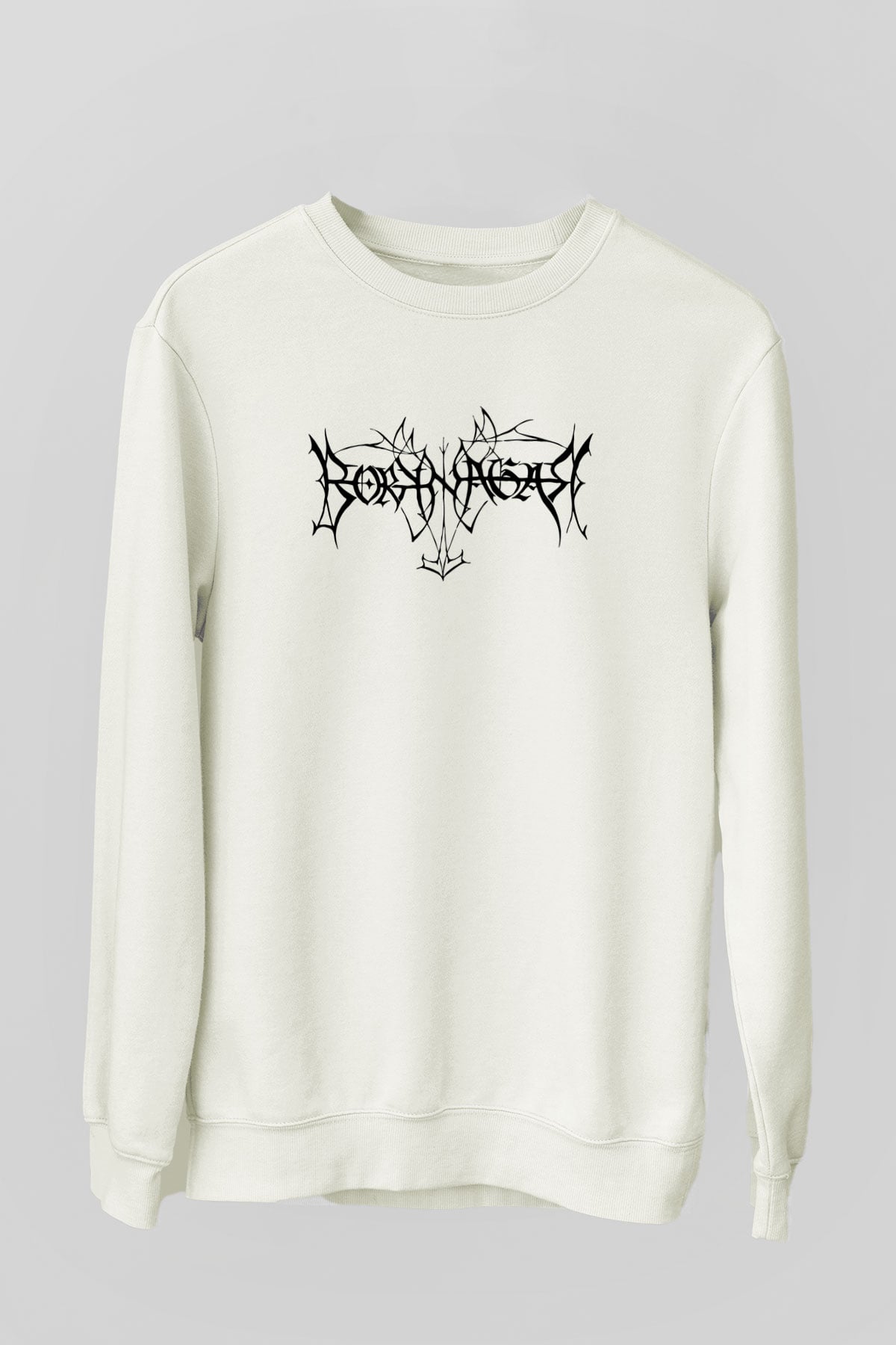 Borknagar Baskılı Beyaz Unisex Sweatshirt