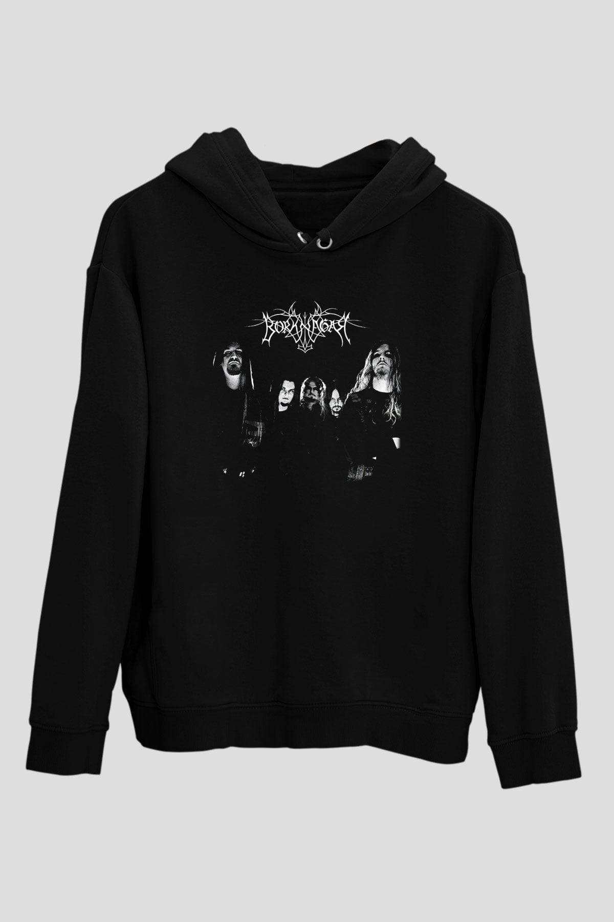 Borknagar Baskılı Unisex Siyah Kapüşonlu Sweatshirt