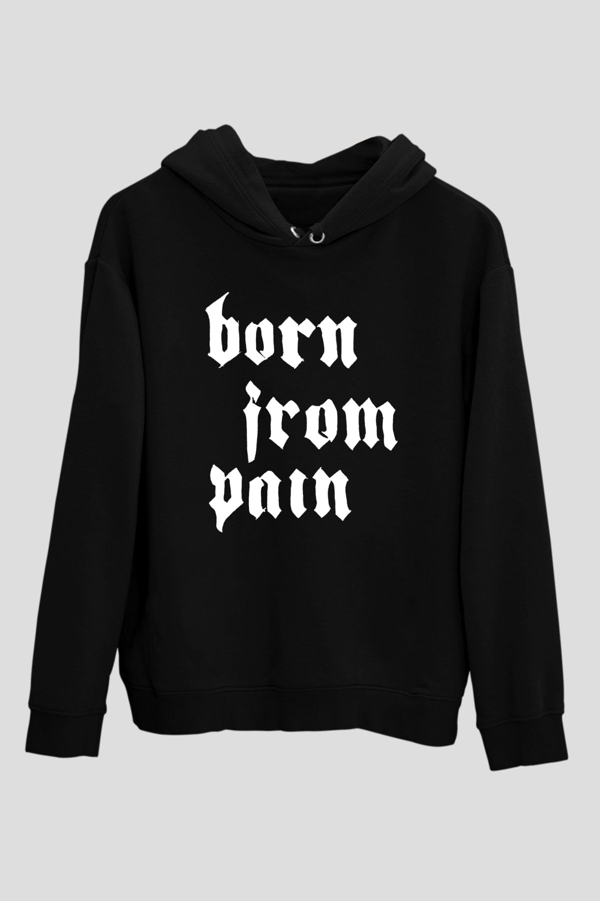 Born from Pain Siyah Unisex Kapüşonlu Sweatshirt