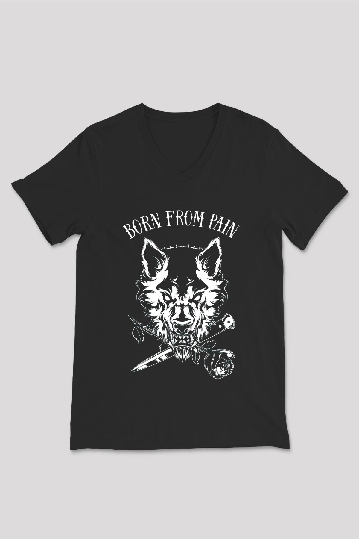 Born from Pain Siyah Unisex V Yaka Tişört T-Shirt