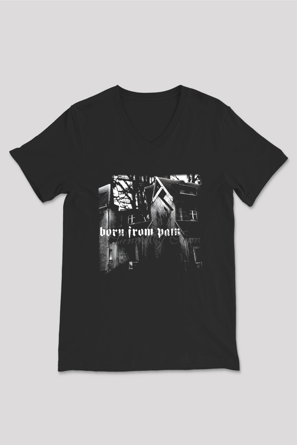 Born from Pain Siyah Unisex V Yaka Tişört
