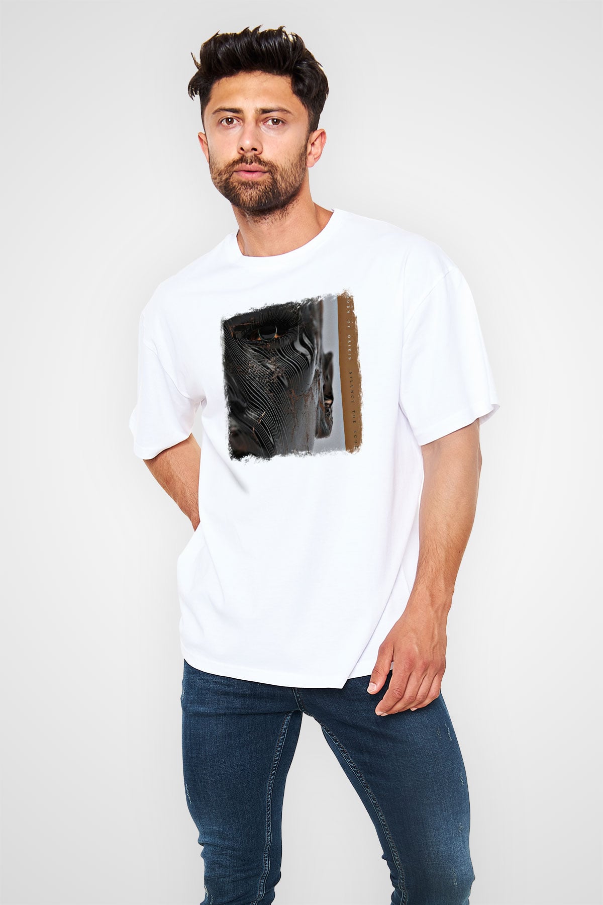 Born Of Osiris Baskılı Unisex Beyaz Oversize Tişört