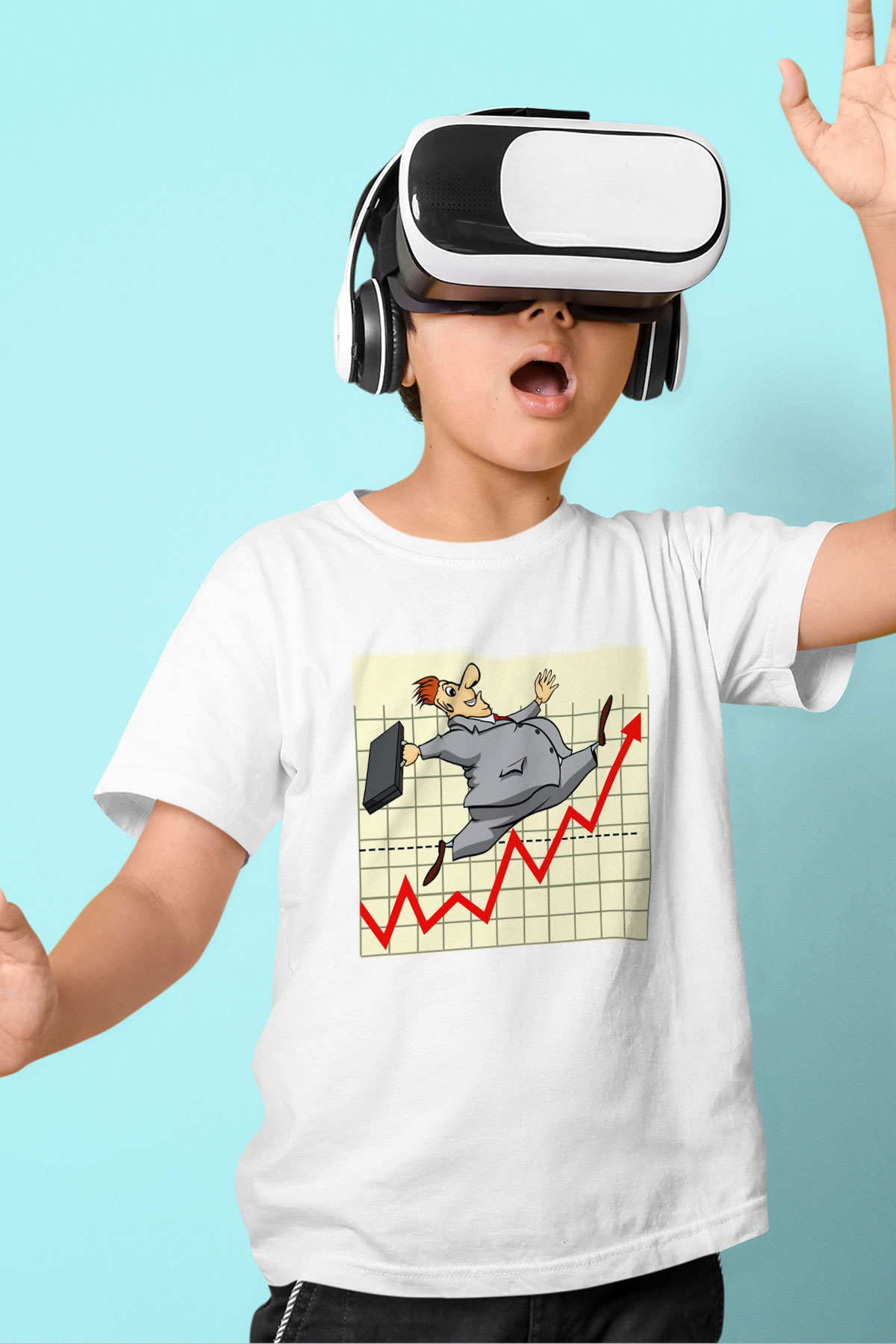 Borsacı Baskılı Beyaz Unisex Çocuk Tişört