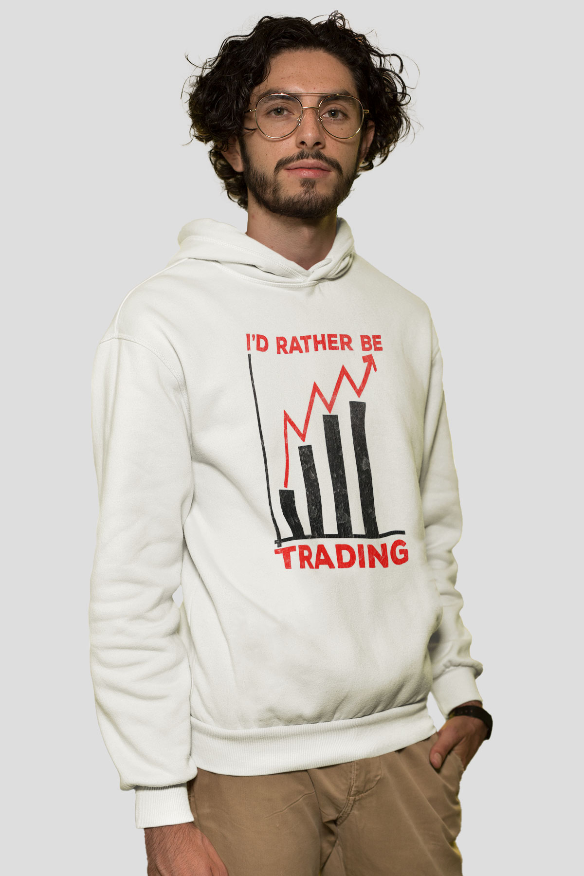 Borsacı Beyaz Unisex Kapüşonlu Sweatshirt